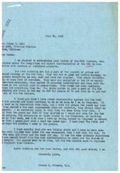 ["The document from Hilma V. Hall to George B. Schwabe expresses frustration with the OPA's rent control policies, which have prevented property owners from increasing rents to cover rising costs of maintenance and repairs. Hall questions the fairness of the OPA's regulations and asks for Schwabe's assistance in finding a solution to the situation. Schwabe responds by criticizing the New Deal administration and expressing his opposition to their policies, assuring Hall that he will continue to vote against them in Congress."]
