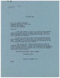 ["The document includes two letters, one from George B. Schwabe expressing his opposition to the OPA (Office of Price Administration) and his agreement with the recipient's views on the matter. The second letter, from the President of Overhead Door Co. of Okla., Inc., also expresses opposition to the OPA and urges George Schwabe to do everything in his power to defeat any new legislation under OPA. Both letters highlight the negative impact of OPA on American business and advocate for its elimination."]