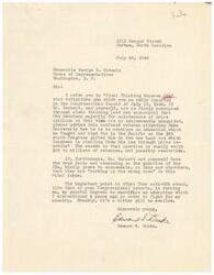 ["The document is written by Edward S. Drake to Honorable George B. Schwabe, expressing frustration with the decision to remove price ceilings by the OPA. Drake questions how he can afford to continue his education as a veteran with the limited funds provided by Congress. He challenges the reasoning behind the anti-OPA stance and urges Schwabe to consider the impact on veterans like himself who have sacrificed for their country."]