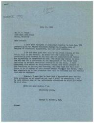 ["The document is a letter from George B. Schwabe, a member of Congress, responding to a telegram from Mr. W.A. Brent regarding the O.P.A. bill and Wherry Amendment. Schwabe discusses the uncertainty surrounding the bill in the Senate and assures Brent that he will do his best to address the concerns raised in the telegram. Additionally, The document includes a telegram from Brent to Schwabe expressing concerns about the freezing date of margins on electrical appliances in the bill. Brent suggests changing the date to January 1st, 1946 to protect wholesalers from financial losses."]