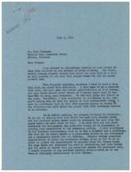 ["The document is a letter from George B. Schwabe, a member of Congress, to a business owner named Dick Kinmond discussing the issue of price control. Schwabe expresses his skepticism towards the effectiveness of price control and criticizes the administration of the Office of Price Administration. He believes that releasing price controls will help return the country to normal conditions and operate in a more American way. Kinmond, on the other hand, supports the implementation of strong price control measures that will benefit businesses and customers."]