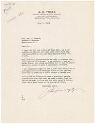 ["The author, J. E. Trigg, is writing to Congressman Geo. B. Schwabe expressing their dissatisfaction with the OPA, bureaucrats, and the New Deal Administration. They are also critical of the current Representative in Congress from their district and are working to defeat them in the upcoming election. Trigg, a registered Democrat, has been voting Republican and believes that a change in leadership is needed. They believe that Flynn has a good chance of being elected Governor."]