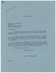 ["The document from George B. Schwabe expresses his opposition to the O.P.A. revivor bill and his belief that business is adjusting well without price controls. The document from Frank A. Hunter, Jr. urges against placing livestock and meat controls back in effect, stating that it would encourage black market operations."]