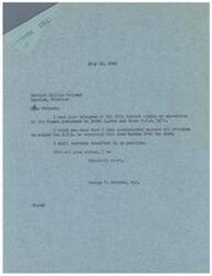 ["The document is a letter from George B. Schwabe, M.C. to Bartlet Collins Company in response to their telegram urging his opposition to the Russel Amendment to joint Senate and House O.P.A. bill. Schwabe states that he has consistently opposed extending the O.P.A. and will continue to do so. The document ends with well wishes and a signature."]