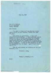["The document is from George B. Schwabe, a member of Congress, responding to a request to vote against all OPA (Office of Price Administration) measures. Schwabe confirms that he has been following this advice and voted against sending a bill to conference that he believes would likely lead to the resurrection of the OPA. He thanks the recipient for their interest and support."]