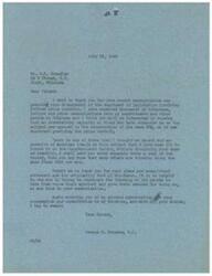 ["Mr. George B. Schwabe received a letter from Mr. O.K. Chandler expressing disapproval of legislation involving further price controls. Schwabe states that the majority of constituents are opposed to price controls and praises Chandler's communication, mentioning that he included it in the Congressional Record without revealing Chandler's identity. Schwabe thanks Chandler for his contribution to his thinking on the issue."]