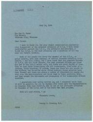 ["The first text is a letter from George B. Schwabe expressing his disapproval of the proposed extension of the O.P.A (Office of Price Administration) and criticizing it as obnoxious and un-American. He believes that those in favor of the O.P.A have personal or selfish motives, such as benefiting from the black market or being on the O.P.A salary roll. The second text is a response from Dan W. James, who disagrees with Schwabe and believes that businesses can be trusted to be fair and should be given a trial without price controls."]