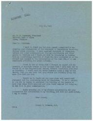 ["George B. Schwabe, a member of Congress, received a letter from A. E. Bradshaw expressing disapproval of legislation involving further price controls. Schwabe thanked Bradshaw for his clear and original statement, and mentioned that many others in Oklahoma shared the same view. Bradshaw's stance on the issue had the approval of a large majority in the area. Schwabe also mentioned that he had inserted Bradshaw's letter in the Congressional Record without disclosing his identity."]