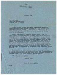 ["The document is a correspondence between George B. Schwabe and J.E. Trigg discussing their disapproval of the proposed extension of the O.P.A (Office of Price Administration). Schwabe believes that price control is unnecessary and harmful, and that those who support it have selfish motives. Trigg also expresses his opposition to price control and criticizes the actions of President Truman in vetoing the OPA Extension Bill. Both individuals advocate for the removal of price control and a return to \"the good old American way of life.\""]