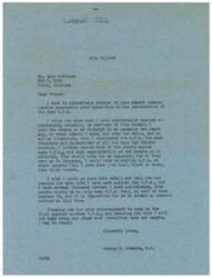 ["The document is a letter from George B. Schwabe, M.C. to Dale Robinson expressing his opposition to the resurrection of the O.P.A. bureau. Schwabe states that he has consistently opposed the bureau and has voted to abolish it at every opportunity. He thanks Robinson for his encouragement and assures him that he will continue to fight against the O.P.A. Robinson responds with a telegram thanking Schwabe for his efforts and encouraging him to continue fighting."]