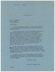 ["The document is from George B. Schwabe, a congressman, responding to a supporter who opposes the resurrection of the O.P.A. (Office of Price Administration). Schwabe explains that he has consistently opposed the O.P.A. and has voted to abolish it whenever possible. He thanks the supporter for their encouragement and assures them that he will continue to fight against any similar impositions on the people."]