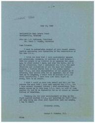 ["The document from George B. Schwabe, M.C. acknowledges the Bartlesville Real Estate Board's opposition to the revival of the O.P.A. He reiterates his consistent opposition to the bureau and his commitment to abolishing it. The real estate board expresses their support for keeping the O.P.A. dead and their belief in the American way of private enterprise to address housing issues. They pledge to work towards preventing drastic rent increases and commend Schwabe for his efforts in these trying times. They also highlight the challenges faced by the private housing industry due to government regulations and the need for a more effective priority system. They express hope that controls can be removed in the future to stimulate building material production."]