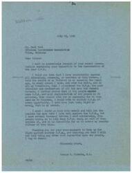 ["The document is from George B. Schwabe, M.C. to Paul Teel expressing his opposition to the resurrection of the O.P.A. bureau. He mentions that he has consistently opposed the bureau and has voted to abolish it whenever given the opportunity. Paul Teel responds by stating that further price control in the laundry and cleaning industry is not warranted, as competition in the industry is strong and fair prices are guaranteed in a free trade market."]