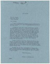 ["The document is from Mr. J.T. Rogers expressing his opposition to the resurrection of the O.P.A. bureau. Congressman George B. Schwabe responds, stating that he has consistently opposed the O.P.A. and has voted to abolish it whenever possible. Rogers encourages Schwabe to continue the fight against the O.P.A., expressing his belief that the bureau was oppressive and aimed to destroy the system of free enterprise. Another letter from J. Roque expresses satisfaction at the deaths of J.D.R. and the O.P.A., and criticizes those who served in Washington instead of their country."]