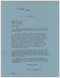 ["Mrs. Alie C. Lloyd from Tulsa, Oklahoma wrote to Congressman George B. Schwabe expressing her opposition to the resurrection of the O.P.A. Schwabe responded by reiterating his consistent opposition to the O.P.A. and his commitment to abolishing it. He thanked Mrs. Lloyd for her encouragement and support in the fight against the O.P.A. and assured her that he would not help bring back such imposition on the people. Another letter from Mrs. Olie B. Hour expressed support for Schwabe's campaign and criticized price control, suggesting that it had failed in keeping prices in line and improving wages."]