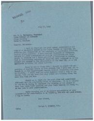 ["The document is a letter from Congressman George B. Schwabe to N.R. Patterson, President of the Tulsa Chamber of Commerce, thanking him for his communication expressing disapproval of legislation involving further price controls. Schwabe mentions that the majority of his constituents are opposed to price controls and appreciates Patterson's clear and original statement on the issue. Schwabe also informs Patterson that he has included his communication in the Congressional Record. Patterson's letter attached a resolution passed by the Chamber of Commerce expressing the opinion that natural forces should be allowed to operate and business should have a chance to prove that price controls are unnecessary before further legislation is enacted."]
