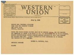 ["The document is a telegram sent by A.N. Williams, President of a company, to Howard Lee, Regional Director of Mine Mill and Smelter Workers. The telegram discusses the Tri State Miners Meeting to discuss O.P.A and the reopening of mines. George B. Schwabe, a Congressman, is urged to attend the meeting. The telegram also mentions controversial issues pending before Congress and the inability of A.N. Williams to attend the meeting. The document includes information on the class of service desired and symbols for different types of messages."]