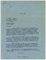 ["The document is a thank you letter from George B. Schwabe to Edward L. Allison, Frank M. Engle, Markham P. Johnson, and Dean Beebe for their communication expressing disapproval of further price controls. Schwabe mentions that the majority of constituents are against price controls and he has included their communication in the Congressional Record without disclosing their identity. Additionally, there is mention of President Truman's stance on inflation and a hope that Congress does not weaken on the issue."]