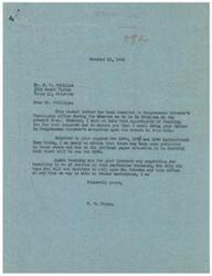 ["The recipient, Mr. Phillips, wrote to Congressman Schwabe requesting Agricultural Year Books for 1944, 1945, and 1946. The response, sent by V. W. Dryden on behalf of Congressman Schwabe, explained that no year books were published in those years due to a paper shortage. Dryden thanked Phillips for his interest and assured him that the letter would be brought to Congressman Schwabe's attention. Dryden also encouraged Phillips to reach out to the office for assistance in the future."]