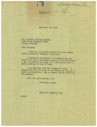 ["The document is a letter from Mr. and Mrs. William Clarke to George B. Schwabe, a member of Congress, advocating for higher pensions for the elderly. They mention a bill presented by Paul Stewart and request assistance in getting it passed. The document also includes information about sales tax collections in Oklahoma. George B. Schwabe responds, acknowledging receipt of the letter and expressing support for the bill."]
