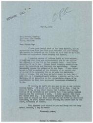 ["The document is from George B. Schwabe to Mrs. Everett Manning, thanking her for her support in favor of keeping the OPA intact. Schwabe mentions that while he receives many letters on the subject, the majority are against extending OPA in its current form. He states that he will vote according to the wishes of his constituents, even if he personally disagrees. Schwabe expresses his belief in the importance of differing opinions in America and emphasizes the importance of remaining friends despite differences in views. He ends the letter with well wishes to Mrs. Manning and their mutual friends."]