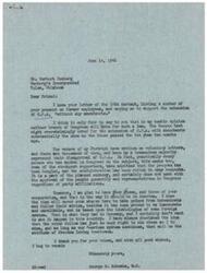 ["The document is from Herbert Rehberg urging Congressman George B. Schwabe to support the extension of O.P.A without amendments. Schwabe responds by expressing his belief that Congress will not pass such a law, as there is widespread disapproval of O.P.A due to its bungled administration. He emphasizes the importance of individual freedoms and differing views in America. The document from Rehberg is part of a larger effort to urge Congress to extend price control laws without weakening amendments."]