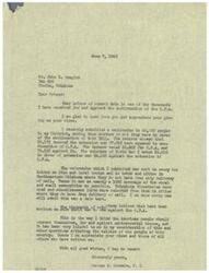 ["The document from Mr. Feagins expresses his support for the Office of Price Administration (OPA) without any amendments and even suggests increasing its power to combat the black market. He also expresses support for food rationing to help those in Europe and Asia who are starving. Congressman George Schwabe responds by stating that a referendum he conducted showed majority opposition to the continuation of OPA, with farmers and World War I veterans also against it. He appreciates the input from Mr. Feagins and others on controversial issues."]