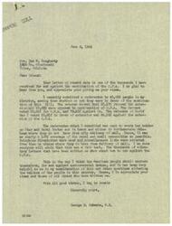 ["The document discusses a referendum conducted by Congressman George B. Schwabe regarding the continuation of the O.P.A. (Office of Price Administration). The results showed that a majority of people were against the extension of the O.P.A., with farmers and World War I veterans also voting against it. The document also mentions receiving many letters expressing opposition to the O.P.A. and emphasizes the importance of people expressing their views on controversial issues. Additionally, a letter from Mrs. Ben M. Dougherty urges Congressman Schwabe to use his influence to save and preserve O.P.A. control over prices in Tulsa."]