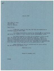 ["Mrs. Frank I. James wrote a letter to Congressman George B. Schwabe expressing her objections to allowing the Office of Price Administration (O.P.A.) to remain dead. She blames Congress for not passing a price control act, but Schwabe points out that the responsibility lies with the Democratic majority in Congress. Mrs. James expresses concern about rising prices and inflation leading to another depression."]