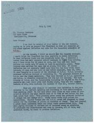 ["Mr. Winston Weathers urges Representative George Schwabe to support the President's stand against inflation and vote for a temporary extension of the Office of Price Administration (O.P.A). Schwabe disagrees, stating that inflation is already present and is largely caused by deficit spending and borrowing by the current administration. He also believes that rent controls are unnecessary and that O.P.A actually contributes to inflation. He warns that further government control will only lead to more regulations and regimentations. Ultimately, Schwabe values frankness and honesty in expressing his views on the matter."]