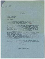 ["Mr. R. C. Kinmond requests the voting record on O.P.A from George B. Schwabe. Schwabe responds that he consistently voted against an extension of O.P.A and offers to provide more specific information upon request. Schwabe also explains the different occasions on which the voting took place in Congress. Kinmond requests the record of the Congressional vote on O.P.A from Schwabe."]