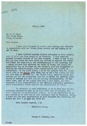 ["The document is from George B. Schwabe, a member of Congress, to Mr. W. H. Wood in response to a telegram urging support for Truman's price control. Schwabe states that most of the people in his district and from whom he has heard are against the resurrection of the O.P.A. He values hearing from his constituents and appreciates their input."]