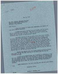 ["Dr. Carl Puckett, Managing Director of the Oklahoma Tuberculosis Association, writes to Congressman George B. Schwabe expressing his desire for price control to be continued. He believes that the pressure groups influencing the decision to remove price control are not acting in the best interest of the American system. Congressman Schwabe responds, stating his opinion that price control should not be continued and that the pressure groups advocating for it are causing the American system to fail."]