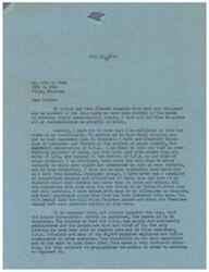 ["The document is from George B. Schwabe, a member of Congress, responding to a constituent's concern about the revival of the Office of Price Administration (OPA). Schwabe explains that he has received overwhelming opposition to price controls from constituents, particularly in regards to rent control. He believes that bureaucratic control is difficult to eliminate once implemented and that the OPA was poorly administered. He acknowledges the lobbying efforts of those who benefit from price controls but assures the constituent that he will consider their views when voting on the issue. The constituent, John B. Shaw, expresses concern that Schwabe will vote against the OPA due to being up for reelection."]