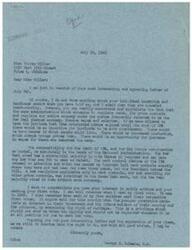 ["The document from Miss Vivian Miller to George B. Schwabe expresses concerns about rent control and the hardships she is facing due to high rent and poor living conditions. She also commends Schwabe for his work and urges him to fight for the rights of people against unscrupulous landlords. Schwabe responds by acknowledging her letter, discussing the impact of rent control, and encouraging her to continue to be engaged in public affairs and exercise her right to vote."]