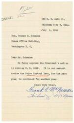["The document is expressing support for the President's veto of H. R. 6042 and the desire for Price Control laws to be continued for another year. It is signed by Frank C. Mahamari and Wilnelia McNamar."]