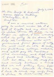 ["The writer, a married veteran attending college under the GI Bill, is concerned about the financial difficulties faced due to the end of O.P.A regulations. They are struggling to afford rent, food, and clothing on the monthly stipend received. The writer is urging Congress to consider a new O.P.A bill to provide support for veterans to continue their education without having to drop out."]
