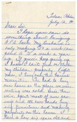 ["The writer expresses concern about the rising cost of living and the impact it is having on her family. She mentions her husband's decreased income and the struggle to afford basic necessities for her children. She also discusses the financial strain of buying a house and worries about saving for her children's future. The writer asks for help in bringing back the Office of Price Administration (O.P.A.) and expresses gratitude for any assistance that can be provided."]