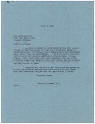 ["Mrs. Martha Miller wrote a letter to Representative George B. Schwabe on July 12, 1946, expressing her concerns about the increase in her house rent from $35.00 to $50.00 per month. She requested his help in holding rent control in place as many families, including hers, were struggling to afford the increased rent. In response, Representative Schwabe acknowledged her letter and mentioned that he had not received complaints from areas where rent control was not in effect. He wished Mrs. Miller luck in resolving the situation with her landlord."]
