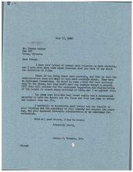 ["Norman Barker writes to Congressman George B. Schwabe expressing concern about rent gouging in Tulsa and the need for rent controls. Schwabe acknowledges Barker's letter and expresses his opposition to further government regulation in people's lives. Barker also mentions his loyalty to Schwabe and his intention to vote for him in the upcoming election."]