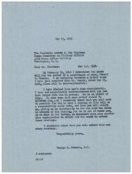 ["The document is a request to the House Committee on Military Affairs to consider H.R. 5494, a bill for the relief of a constituent named Edward B. Massie. The writer, George B. Schwabe, explains that Massie is in need of financial assistance and asks for a hearing to be scheduled for the bill. Schwabe emphasizes the importance of showing courtesy and providing relief for Massie."]