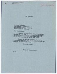 ["The document is a response from Congressman George Schwabe to Mr. M. J. Reinhart regarding H.R. 5924, a bill related to reorganized railroads. Schwabe reports that the bill was favorably reported by the Committee on April 2nd but no further action has been taken. Reinhart expresses concern about the potential impact on his stock investments in railroad companies if the bill does not pass. He urges Schwabe to expedite the passage of the bill to protect stockholders in defaulted railroads."]