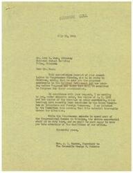 ["Mr. John L. Dunn, an attorney from Tulsa, Oklahoma, wrote to Congressman George B. Schwabe requesting copies of proposed amendments to the Railroad Retirement Act. Mrs. A. L. Warren, Secretary to Congressman Schwabe, acknowledged the request and sent the requested materials along with an offer to provide further assistance from their office."]