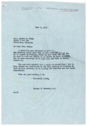 ["The document is a letter from George B. Schwabe, a member of Congress, to Mrs. Leatha Foley in response to a letter she sent expressing support for a bill benefiting railroad employees. Mrs. Foley is grateful for his support and emphasizes the importance of the bill for her family and their future. She also mentions her husband's long years of service to the railroad and the need for recognition and security for retirees and their families."]