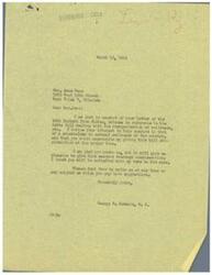 ["Mrs. Anne Deno wrote a letter to Congressman George B. Schwabe expressing her interest in the Hobbs Bill, which deals with the reorganization of railroads. She is a stockholder in several railroads and wants Schwabe to give the bill personal attention when it comes up for passage. Schwabe responds that he will give the bill thorough consideration and hopes she will be satisfied with his vote. He encourages her to write to him with any suggestions on other subjects."]
