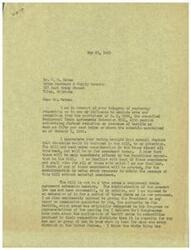 ["Mr. Schwabe received a telegram from Mr. Gates requesting him to use his influence to exclude arms and ammunition from the Reciprocal Trade Agreements Extension Bill. Mr. Schwabe is familiar with the bill and will vote for any amendments proposed by the Republican opposition. He is opposed to the extension of the bill and giving the President the authority to fix tariffs. Mr. Gates also sent a telegram expressing the importance of excluding arms and ammunition from the bill for national defense reasons."]