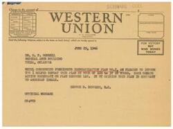 ["The document includes two telegrams regarding the defeat of President's Reorganization Plan No. 1 by the House, with the Senate action necessary to prevent it from becoming law. The telegrams express opposition to the plan, stating it is contrary to American ideals. Additionally, there is a reference to the President's Reorganization Plan No. 1 placing certain organizations under the National Housing Agency, with a request for a favorable vote against the plan."]