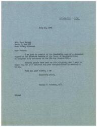 ["The author received a statement regarding the Old Age Pension Bill from the Oklahoma Members of the House of Representatives and thanks the recipient for sending it."]