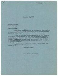 ["Miss Nellie Hale wrote a letter to Congressman Schwabe regarding Old Age Pensions. The secretary, V.W. Dryden, responded thanking her for sharing her views and assuring her that the letter would be brought to Mr. Schwabe's attention upon his return to Washington. Dryden also mentioned that Congressman Schwabe appreciates hearing from constituents on controversial issues."]