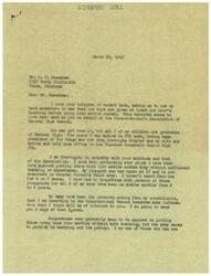 ["Mr. B. F. Carnahan, representing the Parent-Teachers Association of Central High School, sent a telegram to Congressman George B. Schwabe requesting that efforts be made to ensure that young boys are given one year of training before being sent into combat. Schwabe, who has children who graduated from Central High and have served in the military, agrees with the sentiment and is planning to address the issue in Congress. He expresses his sympathy for parents of young soldiers and promises to use his power to address the situation. Schwabe appreciates the telegram and offers his assistance to Carnahan."]